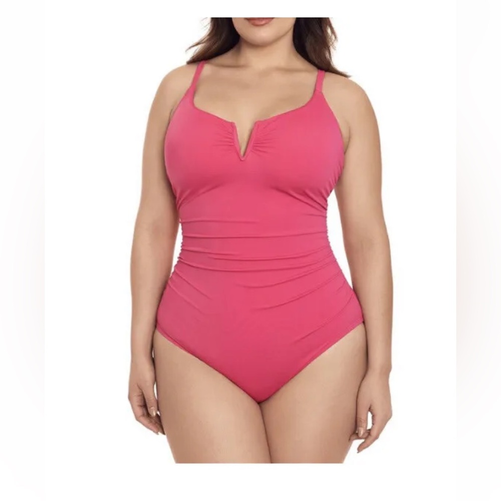 One Piece Swimsuit Slimming Pink  Plus 2X